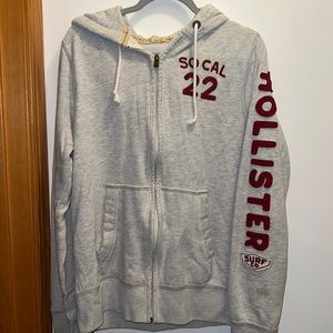 XL Men’s Gray Zip Up Hoodie Hollister